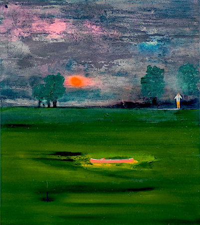 „Bleich glühendes Erstaunen“ 120 x 105 cm|Acryl, Lack, Collage auf Leinwand | 2026